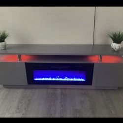 Grey FIREPLACE tv Stand - ONLY $10 Down!!! 