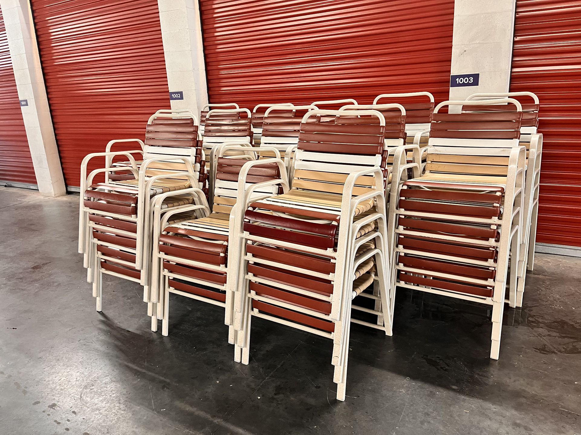 Dozens of Retro Resort Grade Patio Aluminum Chairs