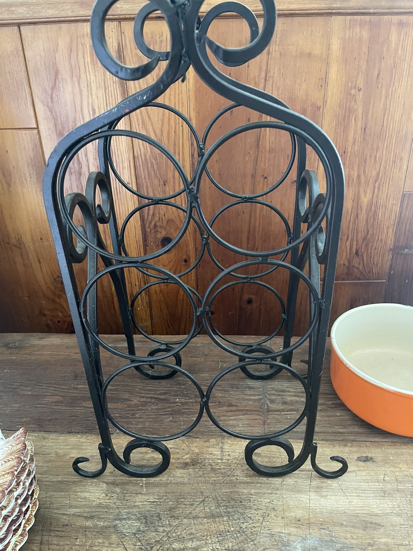 Elegant Heavy Wrought Iron Wine Bottle Display