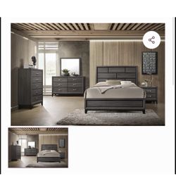 4- Pc Bedroom set Dresser,Mirror  Nightstand (1) Queen size bed frame  Not including Mattress and Box Sp