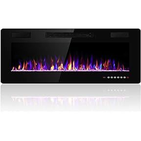 Electric Fireplace, 36-inch Recessed and Wall Mounted Adjustable Flame Colors and Speed with Remote Control & Timer, 1500 W, Black NEW