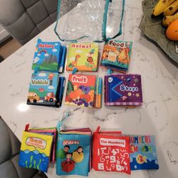 BABY SOFT BOOK TOYS (6 ), AND (4) MISC SOFT BOOKS SEE DESCRIPTION