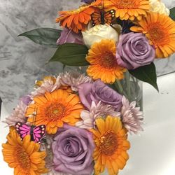 Floral Arrangement Fresh Flowers In Vase 