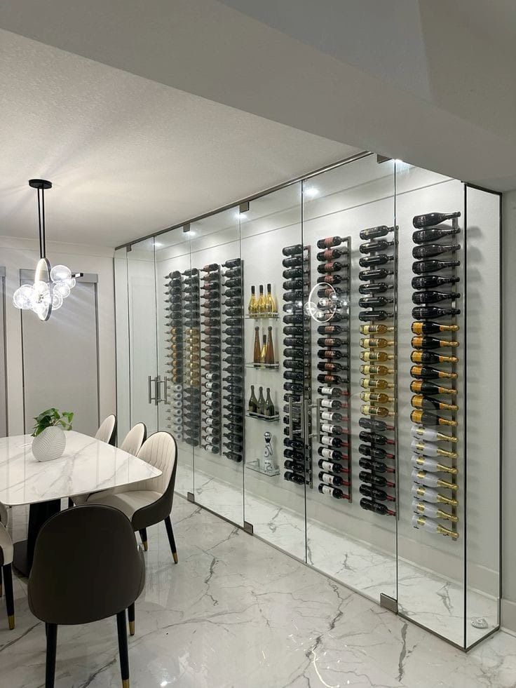 Glass wine cellar in all the measures