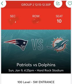 Miami / PATRIOTS Game Tickets 