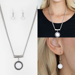 Gypsy Gulf - White Neckalce and Earrings Set