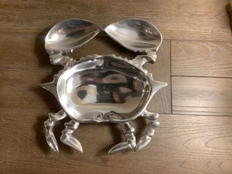 Silver Metal Crab Shaped Serving Tray