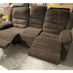 Brown Couch With 2 Built In Recliners