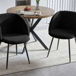 New in Box George Oliver Sherpa Dining Chairs (Set of 2) Black Barrel Chairs Armchairs