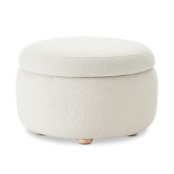 NS2114-PWBC Luna Storage Ottoman, Pearl White Bouclé