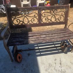 Outdoor Garden Bench Wood and Metal