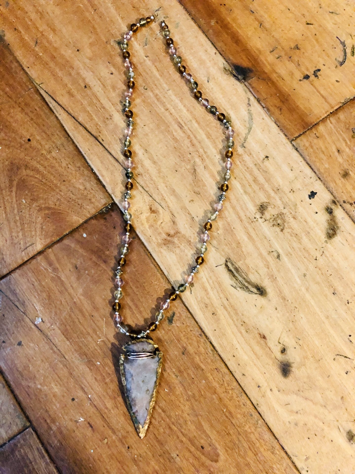Purple chert Arrowhead on beaded necklace