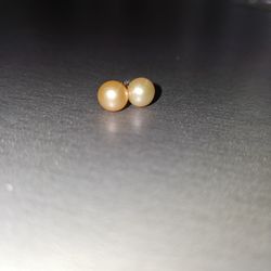 Orange Hue Real Freshwater Pearl Earrings
