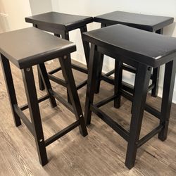 4 Black Bar Stools 