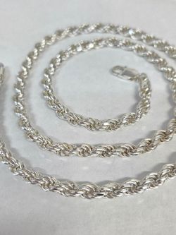 Solid 925 Silver Rope Chain 26"