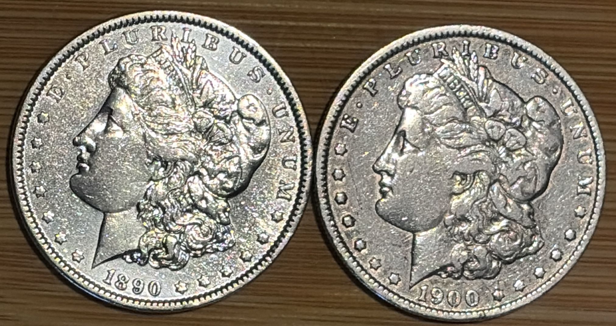 1890 & 1900-O RPM O/O MORGAN SILVER DOLLARS LOT OF 2! 90% SILVER!