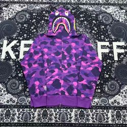 sale！Bape Purple Camo Shark Hoodie Size XL and 2XL