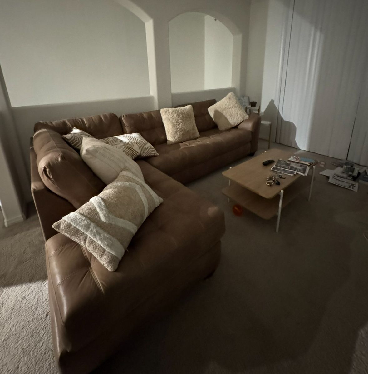 Tan Sectional with Cooling Memory Foam Sleeper
