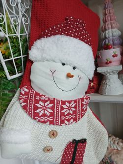 Plush Snowman and Santa Stockings Christmas Decoration