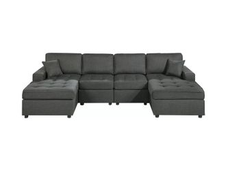 U Shape Sectional – Ash Black Color