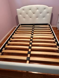 Pretty White headboard with bed frame