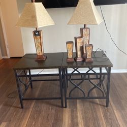 2 Small Tables 2 Lamps And 3 Candle Holders 