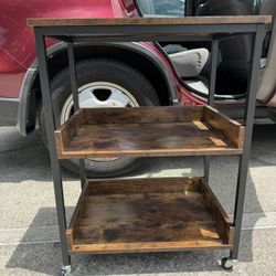 Serving Table/Cart With Shelves Fully Assembled 