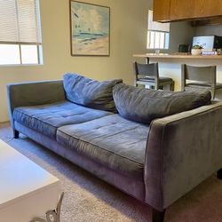 85” Plush Fabric Dark Grey Lounge Couch