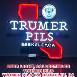 BEER LIGHT, COLLECTIBLES TRUMER PILS TRUMER PILS IPA BERKELEY, CA BEER SIGN ROCUS 