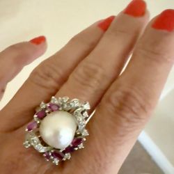 Pearl Ruby Diamond Ring