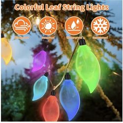 2 Pack Waterproof Easy Installation USB LED Leaf String Light 9.84 Ft Leaf Fairy String Lights DIY Leaves Shaped Decoration Lights for Outdoor Garden 