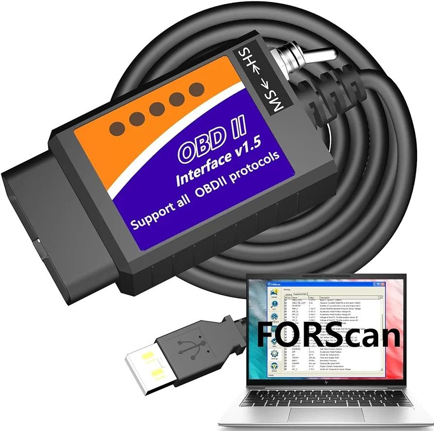ELM327 OBD2 USB Adapter OBD2 to USB Cable Reader Scanner Diagnostic Scan Tool OBDii Scanner Code Reader OBD to USB Adapter ELM 327 Scanner Interface f