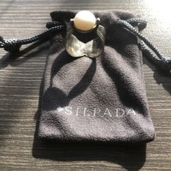 Silpada Sterling Silver .925 (Israel) Nestled Pearl Leaf Band ring R2865 size 7 1/2