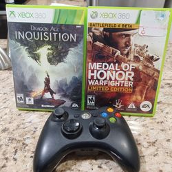Black Xbox 360 Wireless Controller For 20$$$ Includes 2 Free Games