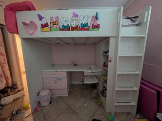 SMÅSTAD IKea
Loft Twin bed with desk in pink