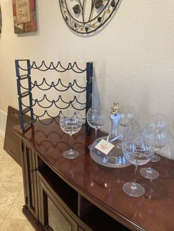 Decanter, Wine glass, Wine Rack
