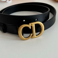 Smooth buckle cowhide leather belt for women