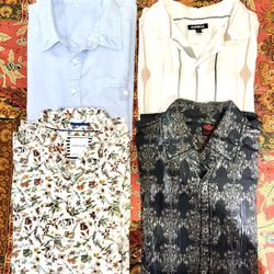 4 Medium Size Collar Shirts - 2 Short And 2 Long Sleeve 