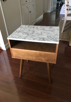 Faux marble top wood end table