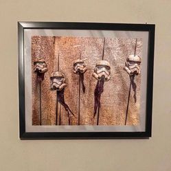 Star Wars Storm Troopers Helmets On Spike Art Piece