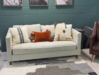 West Elm Harris Loft Sofa and faux leather accent chair