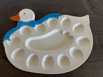 Baker, Hart & Stuart Goose Egg Plate Blue Ribbon From Mervyn’s in Box 