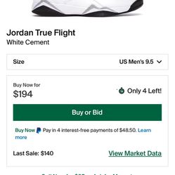 Jordan “True Flights” White Cement 