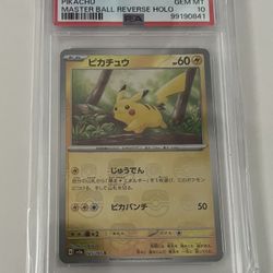 PSA 10 Pikachu Master Ball Foil C 025/165 SV2a Pokemon Card 151 Japanese GM