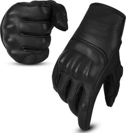 Leather Motorcycle Gloves Hard Knuckle Protection HAND FELLOW