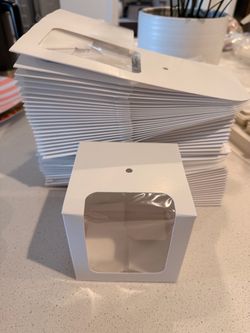 4x4x4 White Bakery/ Candy Apple Boxes with Clear Window – Bulk Lot