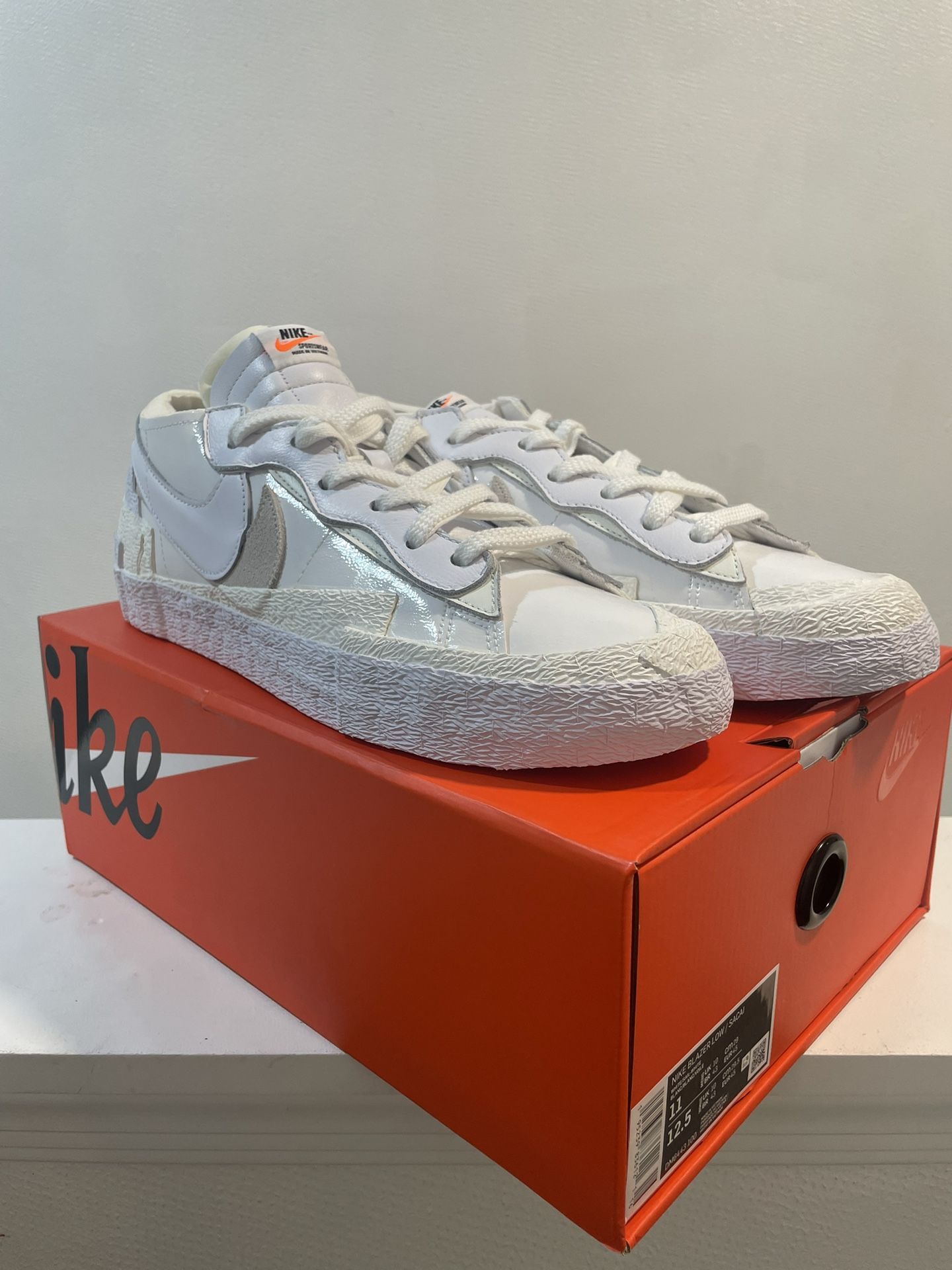 Nike Sacai  Blazer Low White Patent