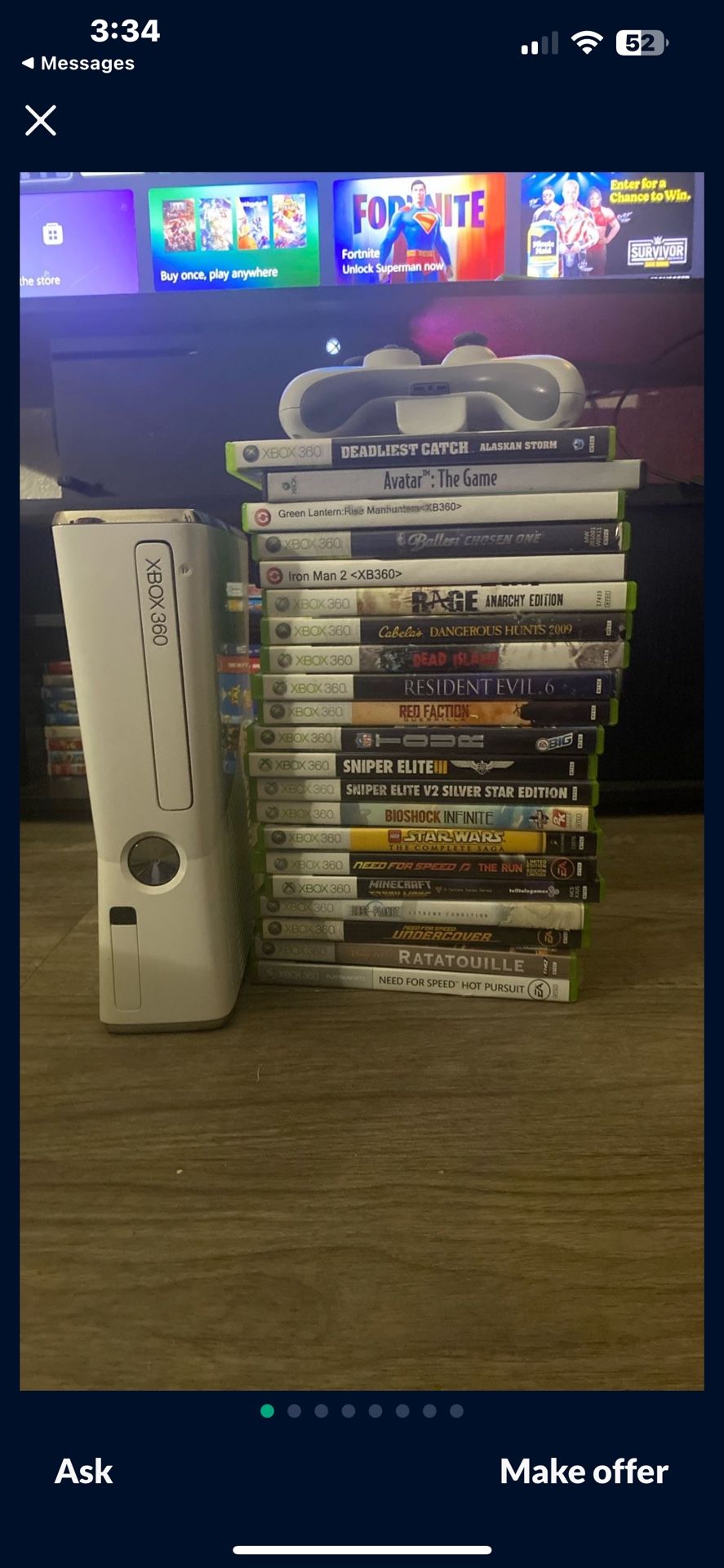 Xbox 360 White + Games + Controller