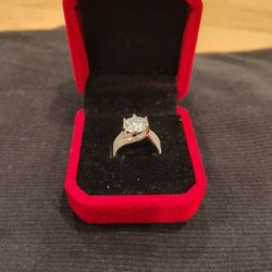 Silver Moissanite And Diamond Ring