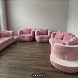 Blush Pink Living Room Set 2 Sofas 2 Arm Chair